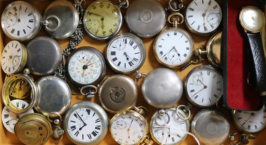 A quantity of assorted pocket watches, movements etc. including silver and gold plated.